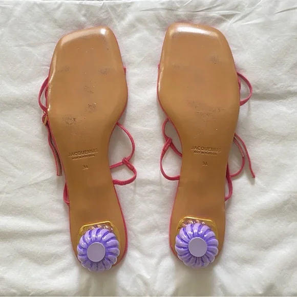 Jacquemus Pink les Sandales Manosque Heeled Sandals - Picture 5 of 8